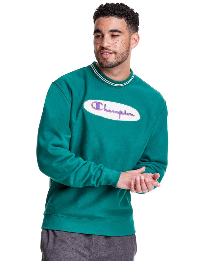 Champion Mens Sweatshirt NZ - Premium Reverse Weave® Crew Green ( 9156-XLWGN )